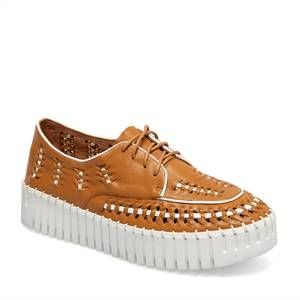 NEW SILENT D women's brodies platform sneaker in tan/white